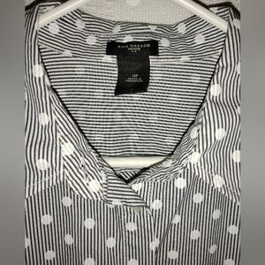 Ann Taylor Polka Dot Gray Shirt Size 14